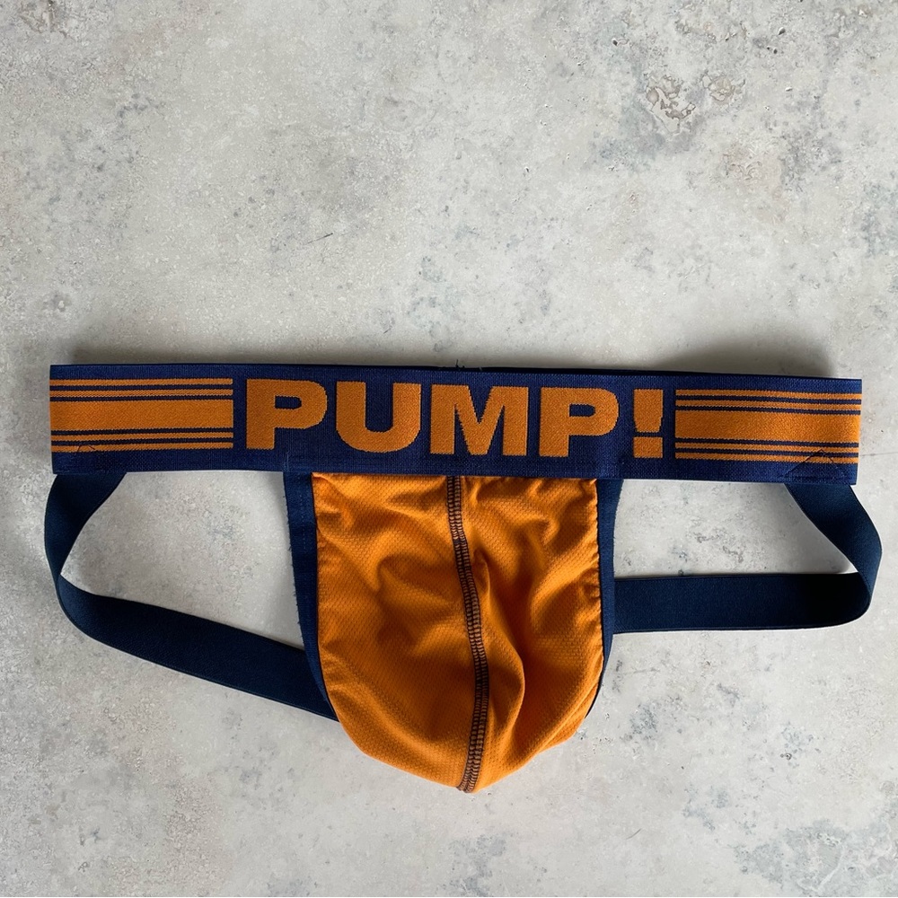 Pump! Blue and Orange Varsity Jock